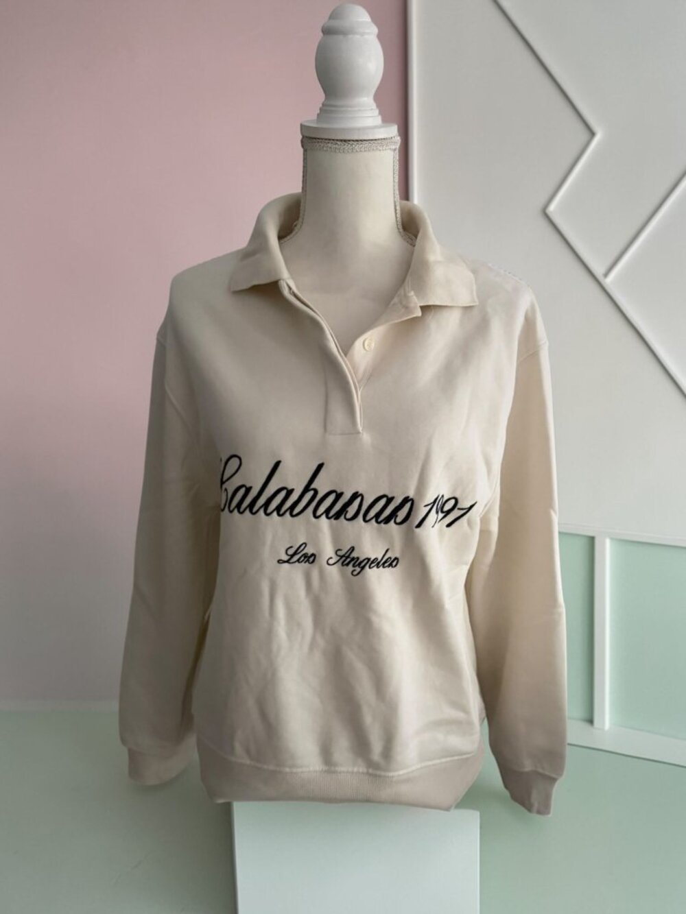 ZARA Cream Calabasas Retro Sweatshirt Size Small NEW NWOT